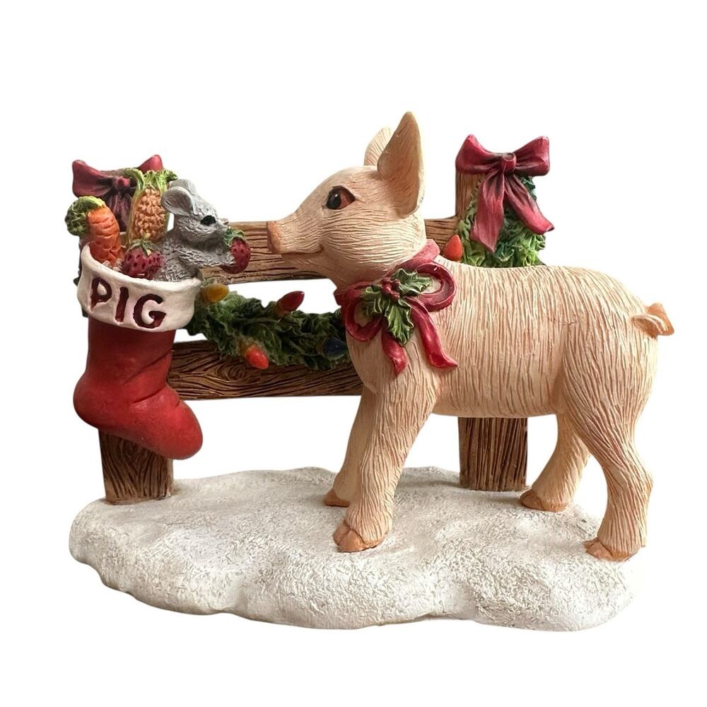 The Hamilton Collection Figurine Have A Piggy Christmas! Hog Wild For Holidays